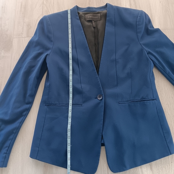 BCBGMaxAzria Chaya Blazer Blue Depth Single Button Collarless Pockets Large - Picture 7 of 15